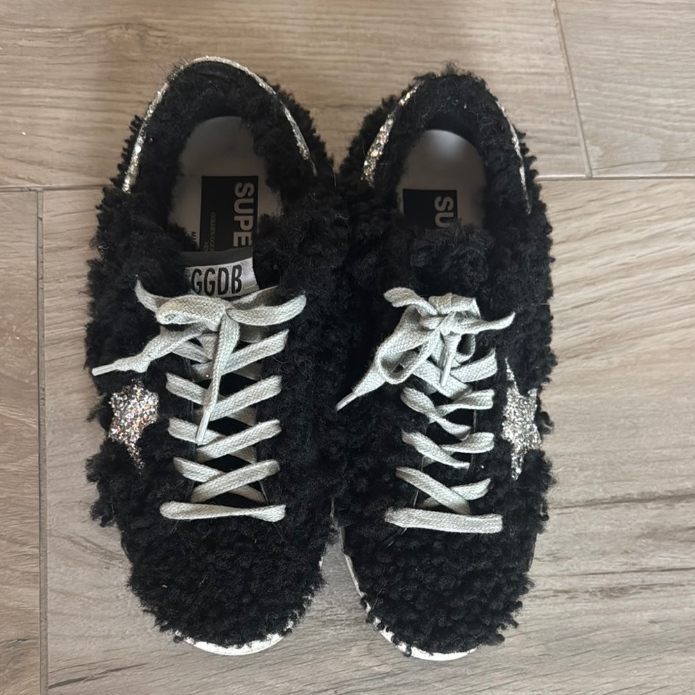 Golden Goose Black and Silver Star Sneakers